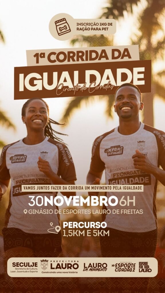 1ª Corrida da Igualdade em Lauro de Freitas celebra mês da consciência negra -