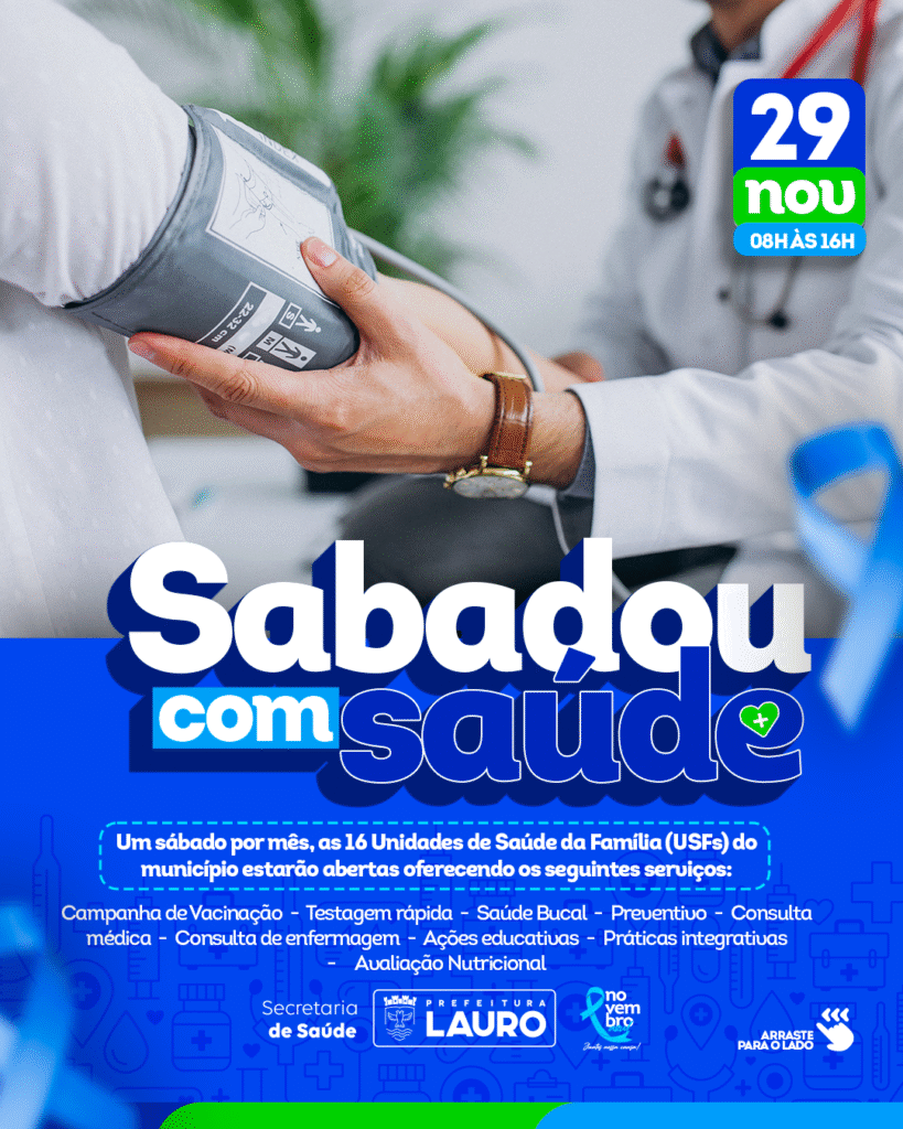 Sabadou com Saúde oferece atendimento nas 16 USFs neste sábado (29)