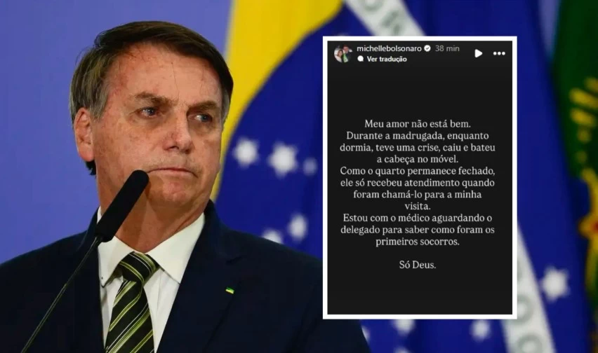 Bolsonaro sofre queda dentro da cela na PF, afirma Michelle Bolsonaro