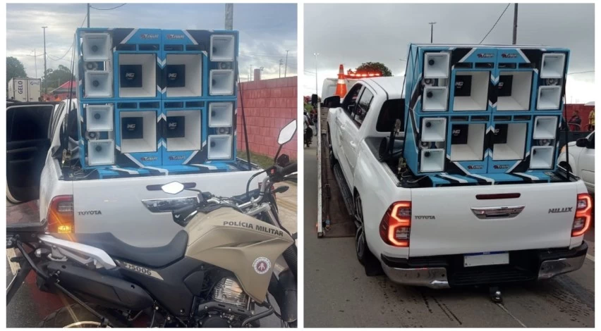 PM realiza remoção de som irregular tipo paredão em Sete de Abril