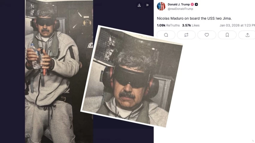 Trump divulga foto de Maduro preso em navio militar; venezuelanos fazem festa