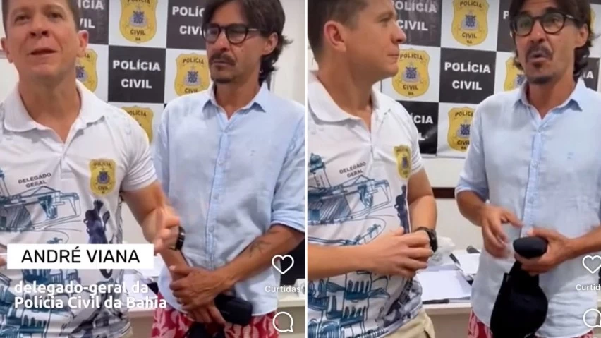 Ator André Gonçalves é atendido em delegacia após furto de celular no Rio Vermelho