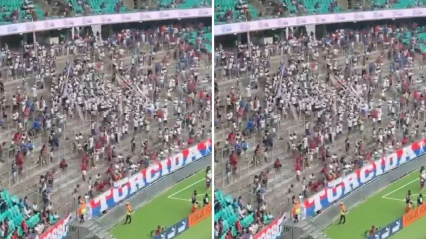 Torcida do Bahia protesta na Fonte Nova e Rogério Ceni é o alvo principal