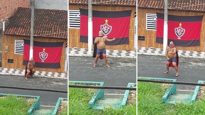 Com barriguinha saliente, Pitbull do Vitória mete dança e festeja boa fase do Leão
