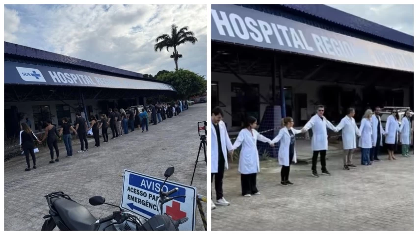Médicos protestam e cobram do Governo Jerônimo salários atrasados