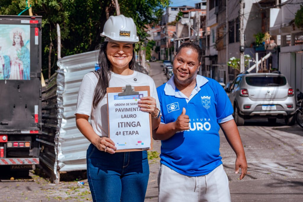 Prefeitura leva Pavimenta Lauro e Banho de Luz ao Loteamento Santa Bárbara -