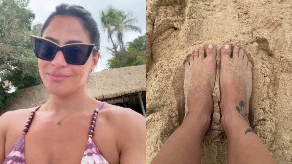 Carol Castro curte praia na Bahia e exibe bronzeado em álbum de viagem