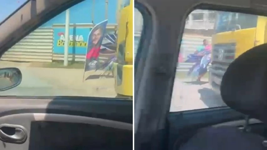FLAGRANTE! Bandidos armados recolhem materiais de ACM Neto em Salvador e ameaçam trabalhadores
