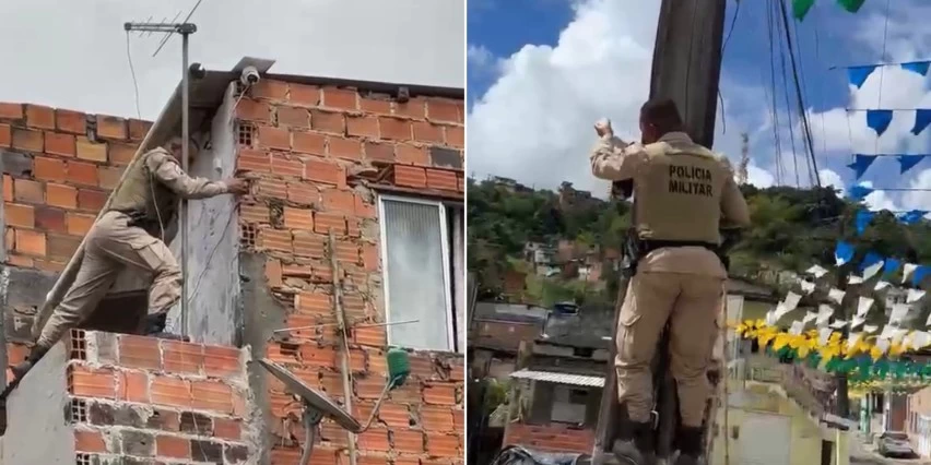 PM retira câmeras usadas pelo tráfico em Candeias