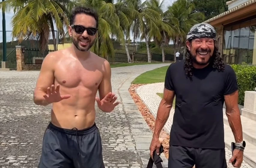 Everton Ribeiro treina com Bell Marques e brinca sobre velocidade do cantor