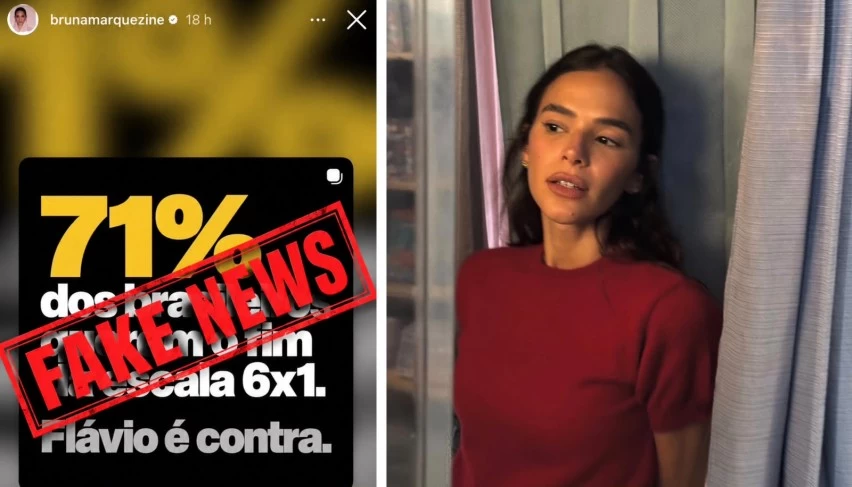 Bruna Marquezine compartilha post com informação falsa sobre Flávio Bolsonaro e escala 6x1